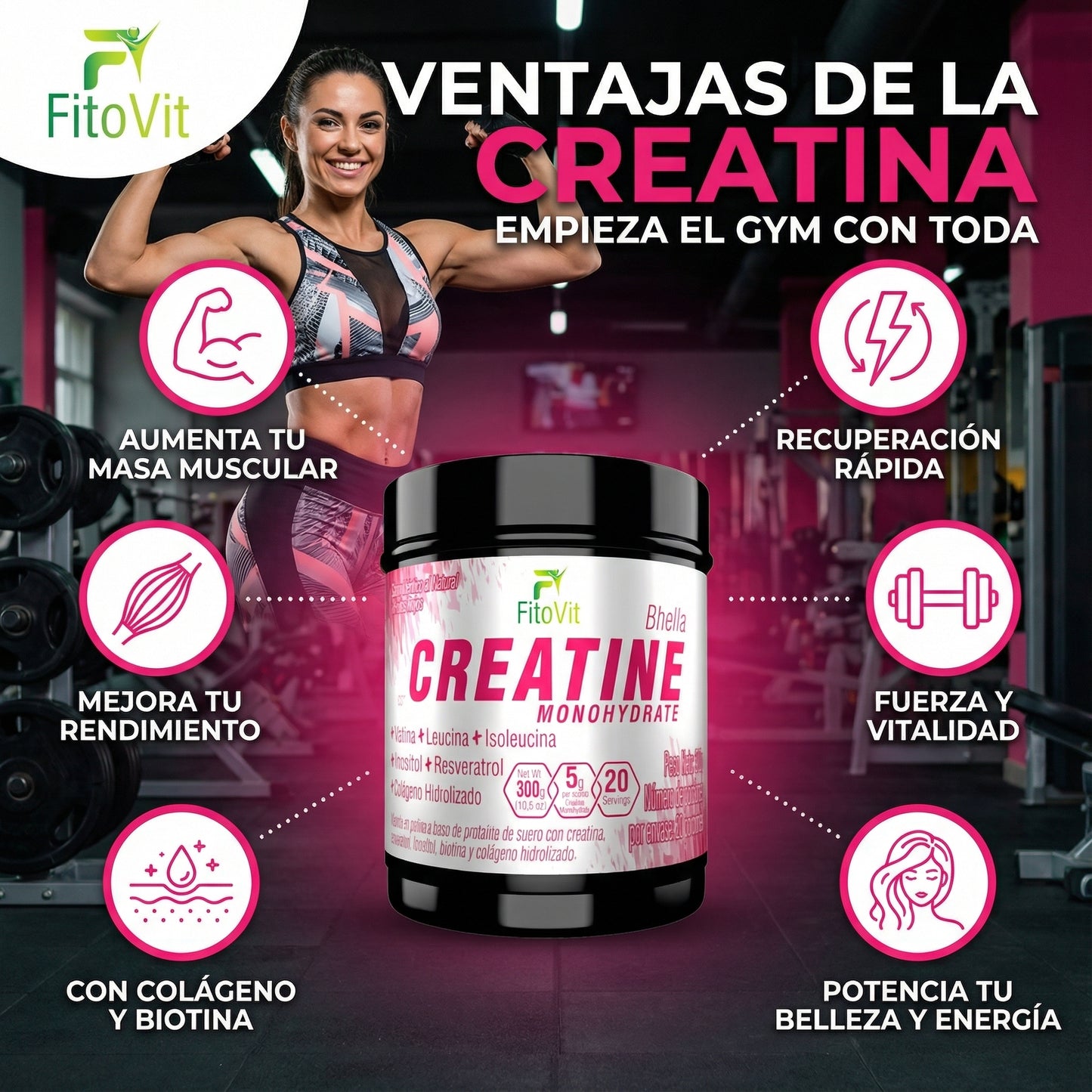 Creatina monohidratada Bhella por 300 gramos