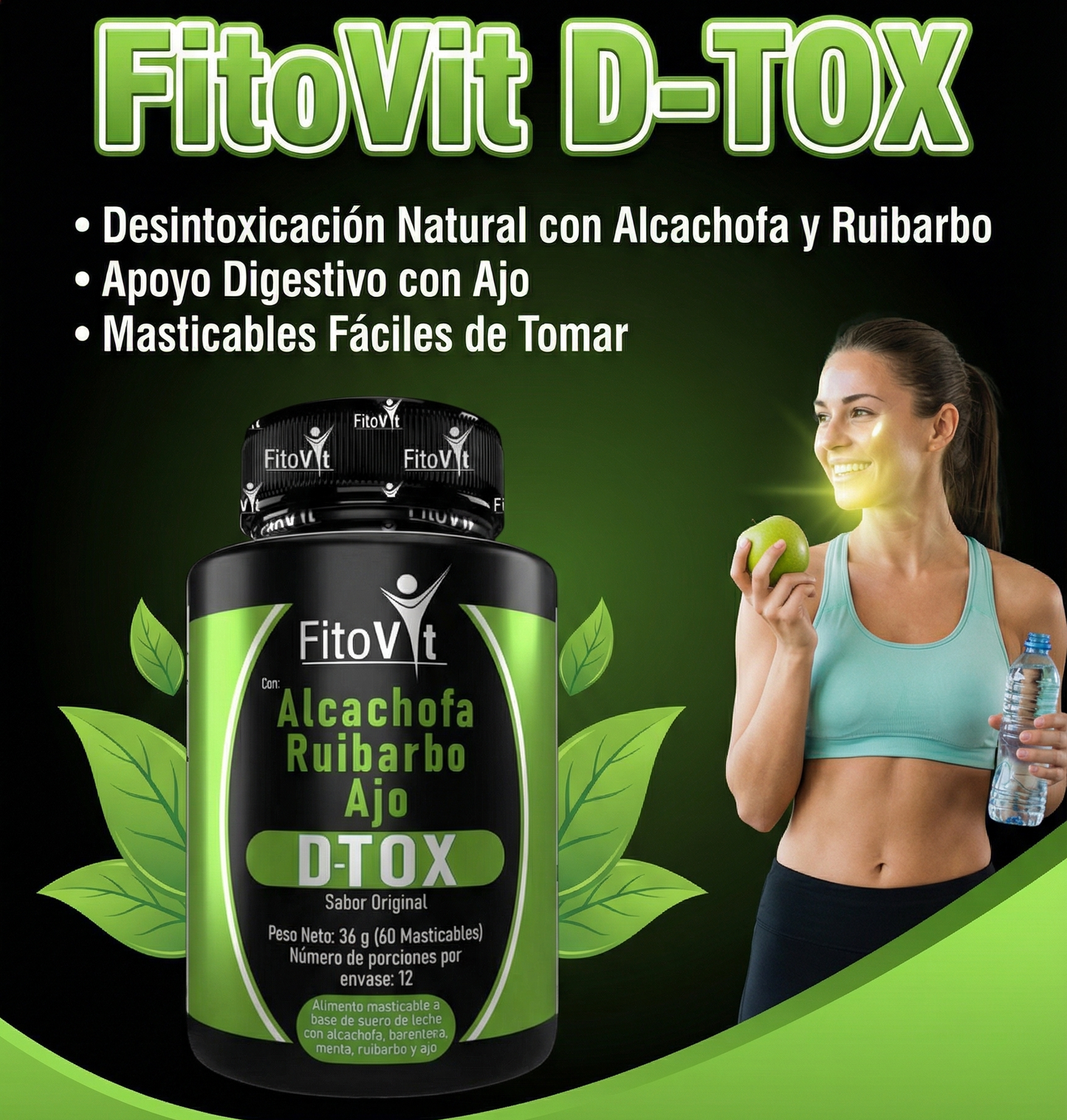 D-TOX Fitovit tabletas masticables por 60 unidades