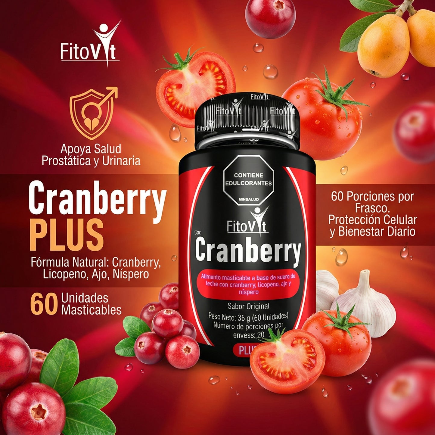 Cranberry Plus por 60 tabletas masticables